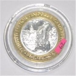 SILVER STRIKE .999 FINE SILVER $10 CASINO GAMING COIN *TREASURE ISLAND/LIMITED EDITION*!!