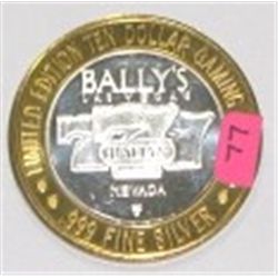 SILVER STRIKE .999 FINE SILVER $10 CASINO GAMING COIN *BALLYS/TRIPLE 7'S* COIN WEIGHS 1.34ozs!!