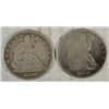Image 1 : 1877 AND 1858 SEATED HALF DOLLAR VG