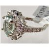 Image 2 : 14K WHITE GOLD LADIES AQUAMARINE AND DIAMOND RING - SIZE 6.5