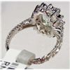 Image 4 : 14K WHITE GOLD LADIES AQUAMARINE AND DIAMOND RING - SIZE 6.5