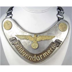 GERMAN NAZI FELDGENDARMERIE GORGET W/ CHAIN