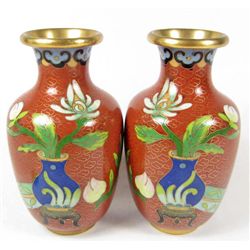 LOT OF 2 CLOISONNE VASES