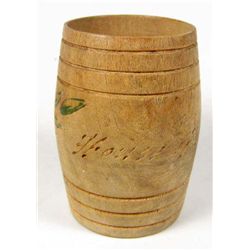 EARLY HOUSE OF DAVID WOODEN BARRELL SOUVENIR