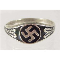 STERLING SILVER GERMAN NAZI ENAMELED NSDAP RING