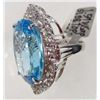 Image 2 : STERLING SILVER LADIES BLUE TOPAZ AND SAPPHIRE RING - SIZE 6.5