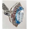 Image 3 : STERLING SILVER LADIES BLUE TOPAZ AND SAPPHIRE RING - SIZE 6.5