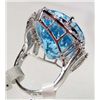 Image 4 : STERLING SILVER LADIES BLUE TOPAZ AND SAPPHIRE RING - SIZE 6.5
