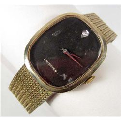 VINTAGE LONGINES MENS WRISTWATCH W/ DIAMOND CHIP