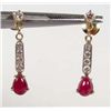 Image 1 : PAIR OF 14K GOLD RUBY AND DIAMOND EARRINGS