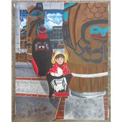 SIGNED PAINTING OF NATIVE AMERICAN TOTEMS - GAY 97