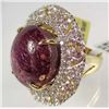 Image 2 : 14K GOLD OVER STERLING SILVER LADIES RUBY AND SAPPHIRE RING - SIZE 8