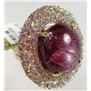 Image 3 : 14K GOLD OVER STERLING SILVER LADIES RUBY AND SAPPHIRE RING - SIZE 8