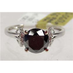 18K WHITE GOLD LADIES BLACK AND WHITE DIAMOND RING - SIZE 7