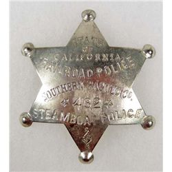 CALIFORNIA RAILROAD POLICE SOUTHERN PACIFIC STEAMBOAT POLICE BADGE