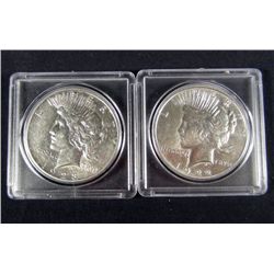 LOT OF 2 US PEACE SILVER DOLLARS - 1928-S & 1922-D