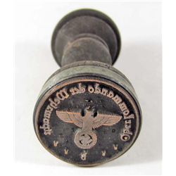 GERMAN NAZI WAX SEAL / RUBBER STAMP W/ WOOD HANDLE