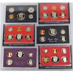 LOT OF 6 UNITED STATES PROOF SETS - 1972, 80, 81, 82, 83  AND 86