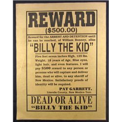 OUTLAW BILLY THE KID REWARD POSTER