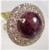 Image 3 : 14K GOLD OVER STERLING SILVER LADIES RUBY AND SAPPHIRE RING - SIZE 8.5