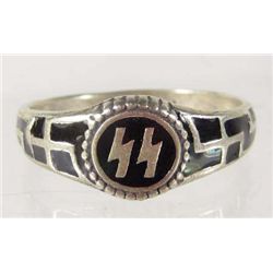 STERLING SILVER GERMAN NAZI SS ENAMELED RING