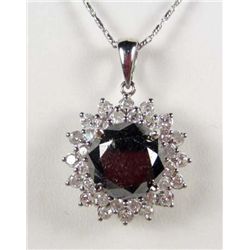 14K WHITE GOLD LADIES BLACK AND WHITE DIAMOND PENDANT W/ CHAIN