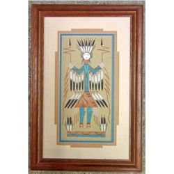 NATIVE AMERICAN NAVAJO SANDSTONE PAINTING - FRAMED