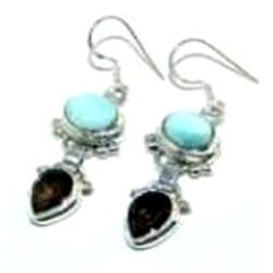Larimar & Smokey Quartz Earrings