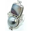 Image 1 : Silver and Agate & Pearl Ring