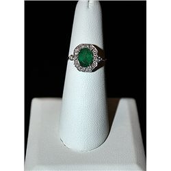 14K GOLD DIAMOND AND EMERALD RING