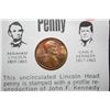 Image 1 : 1973 US Lincoln Penny With Kennedy Profile Imprint On Obv. With Coincidences; UNC; EST. $5-10