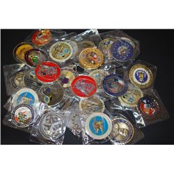 Assorted Military Challenge Coins; Various Dates, Bases, People, Etc.; Lot of 30; EST. $100-150