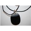 Image 2 : Black Leather Necklace With Multi Colored Stone Charm; EST. $10-20