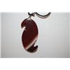 Image 2 : Black Leather Necklace With Multi Colored S-Shaped Stone Charm; EST. $10-20