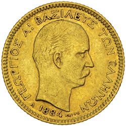 Greece 1884 A 20 Drachmai Gold