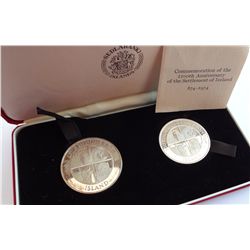 Iceland 1974 1100th Anniversary of Settlement Silver Proof Pair