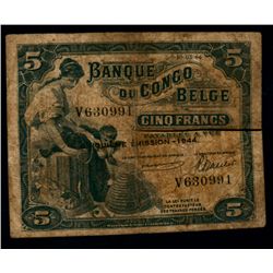 Belgian Congo 1944 5 Francs