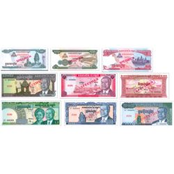 Cambodia Coins and Notes of the Kingdom of Cambodia 1995 10 Notes Specimen Set 100 Riels to 100000 R