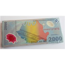 Romania 1999 2000 Lei Original Bundle of 100