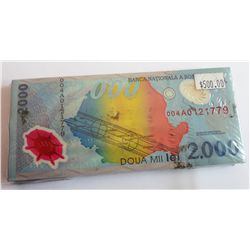 Romania 1999 2000 Lei Original Bundle of 100