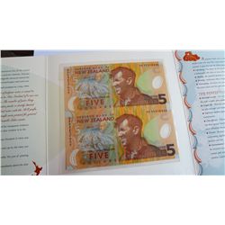New Zealand 1999 5 Dollars Uncut Pair