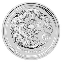 Australia 2012 Dollar Year of the Dragon 1 Ounce Silver with Bavarian Lion Privy Mark Brilliant UNC