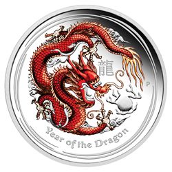 Australia 2012 Dollar Year of the Dragon 1 Ounce Coloured Silver Proof Lot of 10