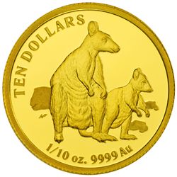 Australia 2011 Ten Dollars Gold Proof Kangaroo Series Allied Rock Wallaby