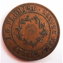 Andrews 129. Fleming, J G Hobart, Tasmania 1874 Penny