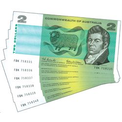 Australia 1966 Coombs-Wilson $2 Consecutive Run of 6