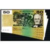 Image 1 : Australia 1985 Johnston-Fraser $50 Gothic Consecutive Run of 4