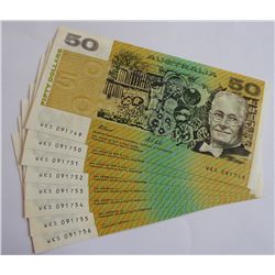Australia 1991 Fraser-Cole $50 Consecutive Run of 8