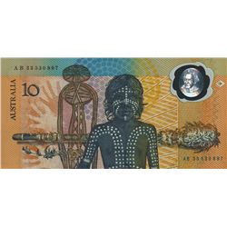 Australia 1988 Johnston-Fraser $10 AB33 First Release, Last Prefix