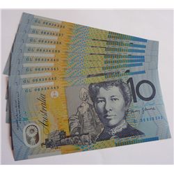 Australia 2006 Macfarlane-Henry $10 GL06 Last Prefix Consecutive Run of 8